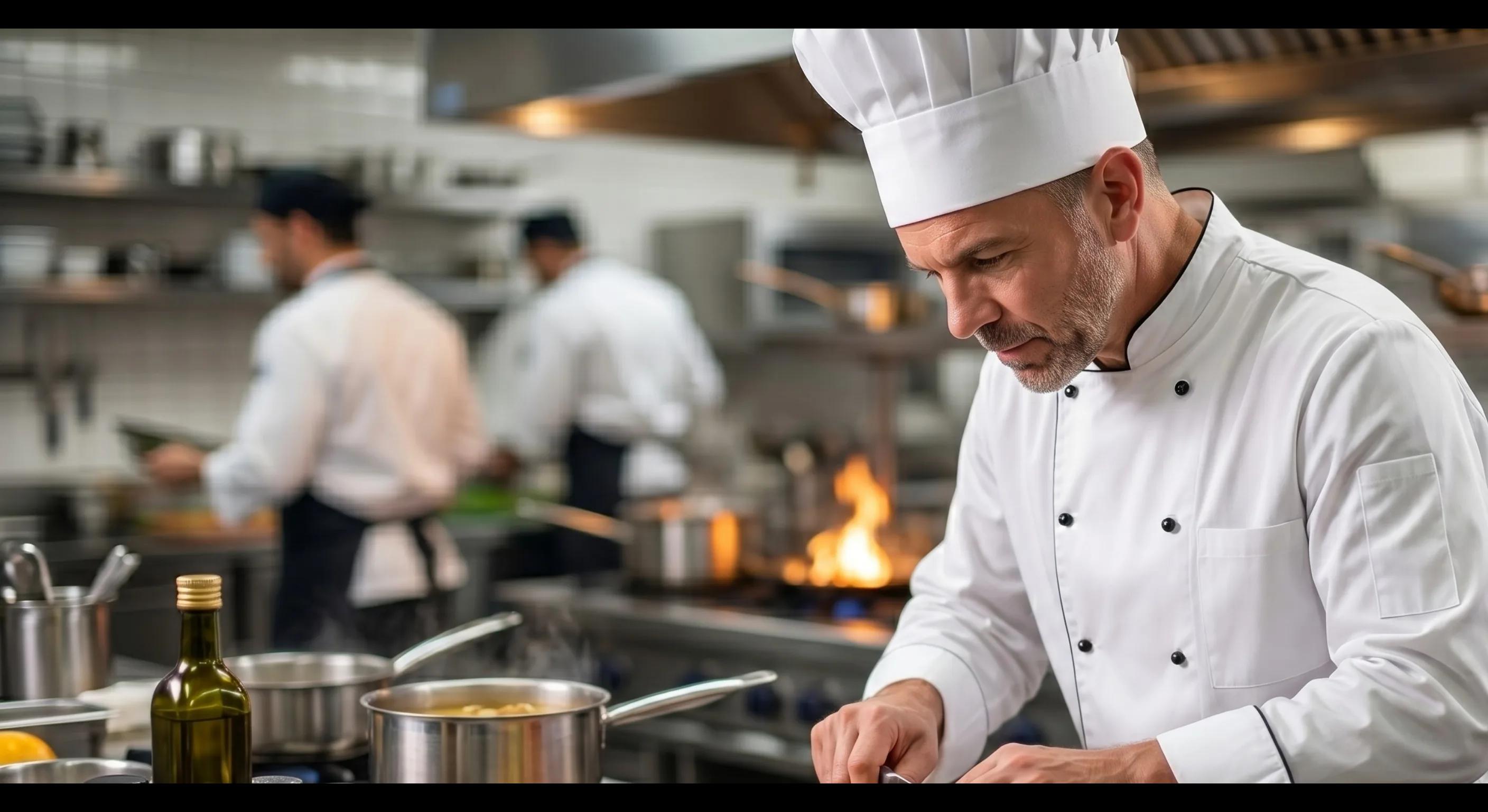 Professioneller Koch bei der Arbeit in einer Gastronomieküche